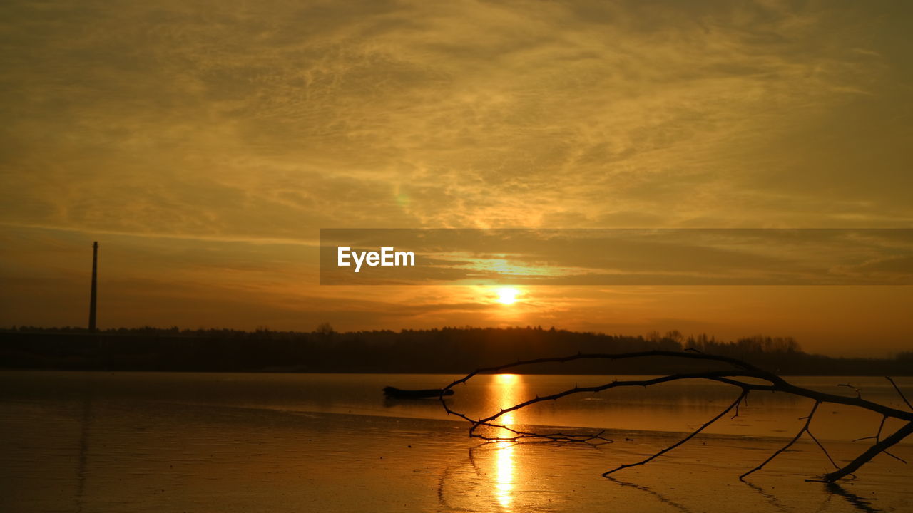 SCENIC VIEW OF SUNSET OVER SILHOUETTE TREES