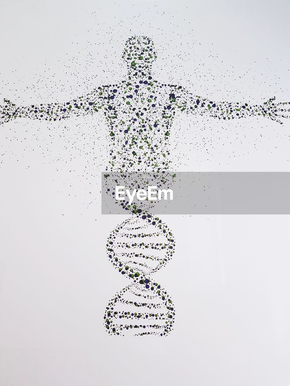 Digital composite image of dna and human against white background