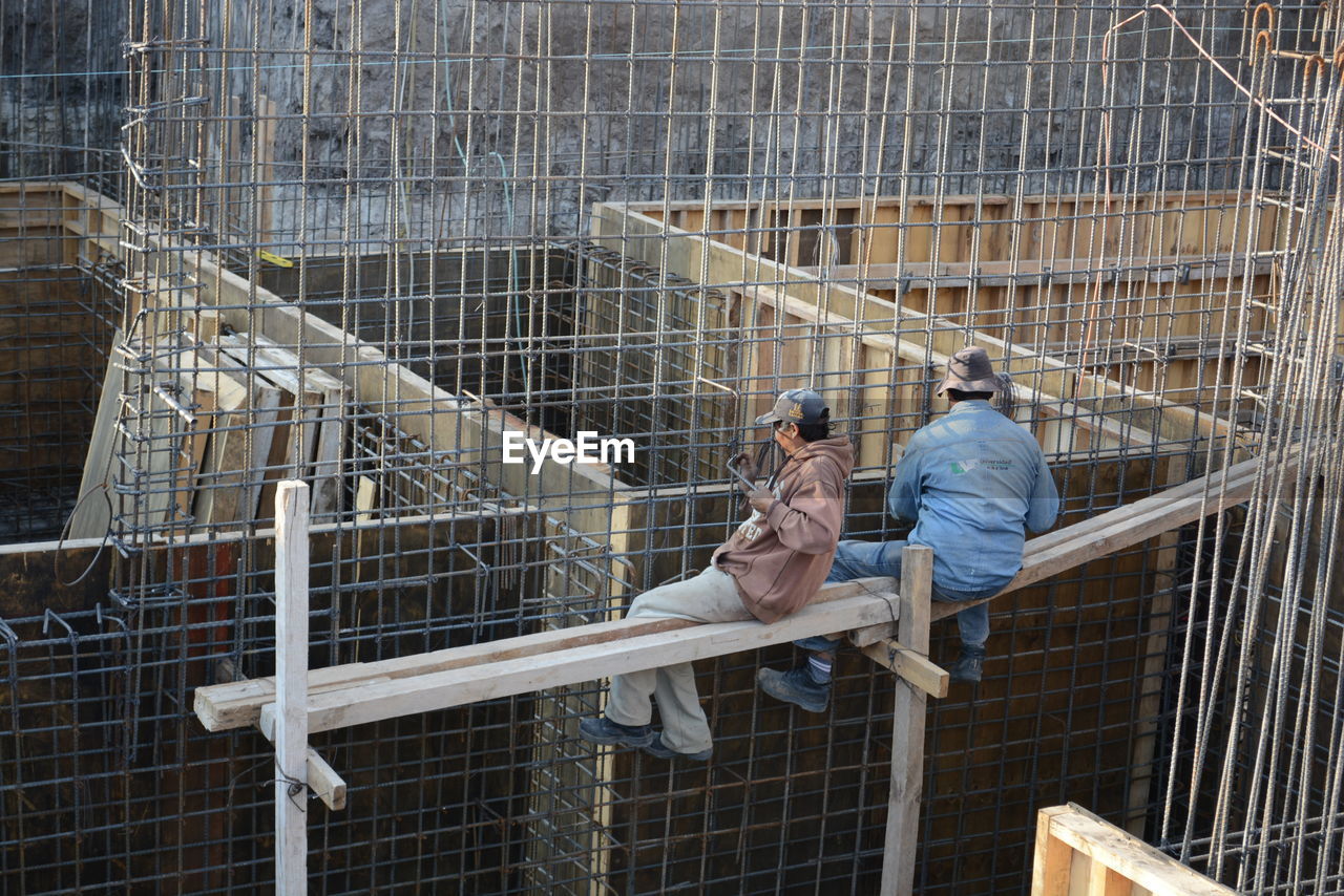 Construction workers working at site