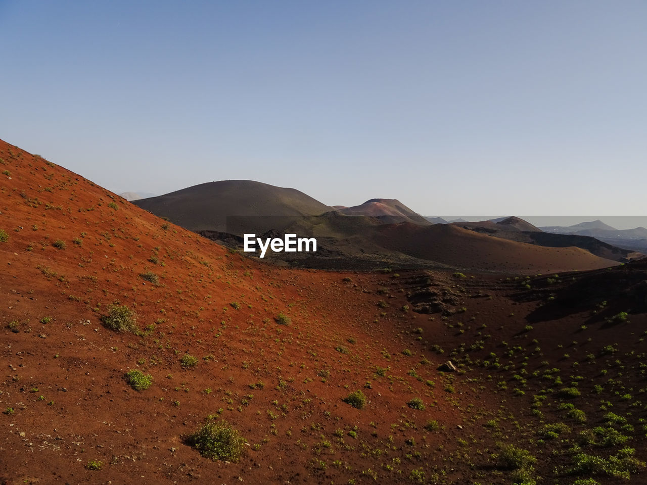 Scenic view of sand dunes against sky