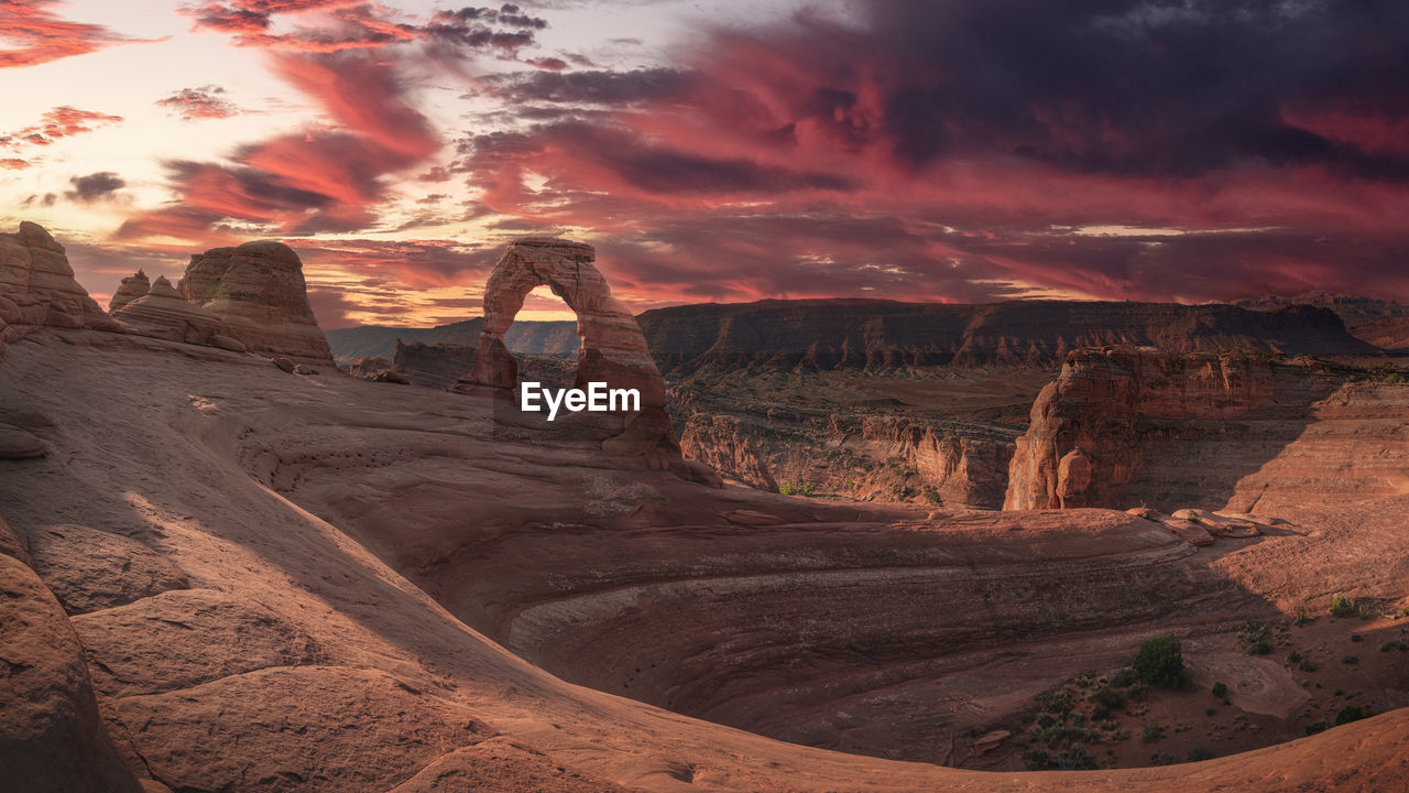 Scenic view of canyon during sunset