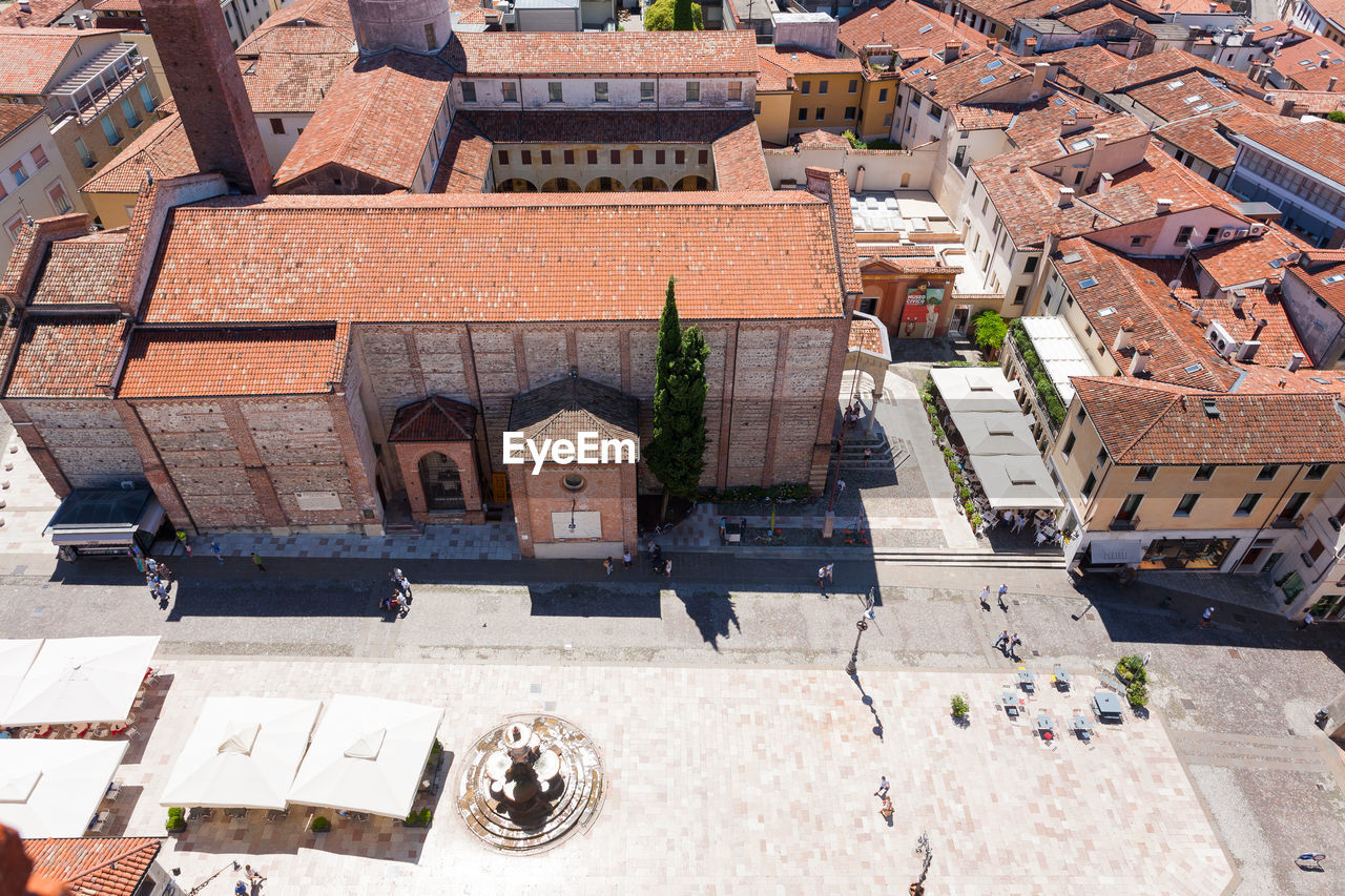 High angle view of buildings in city