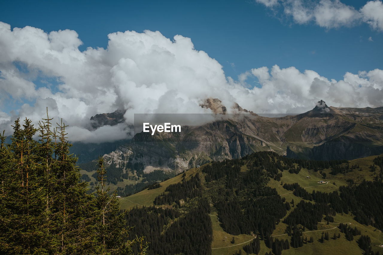 Panoramic view of landscape and mountains against sky