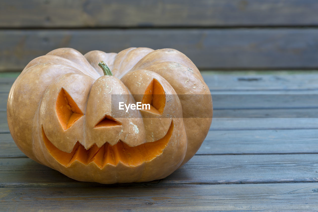 Close-up of pumpkin on table