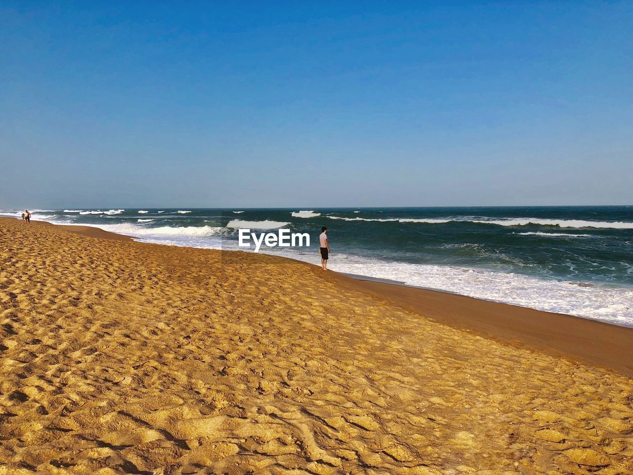 Man looking at view while standing at beach