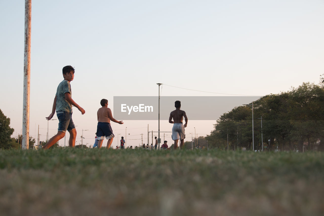 Children playing soccer