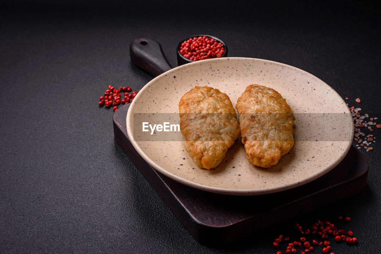 high angle view of breakfast on table