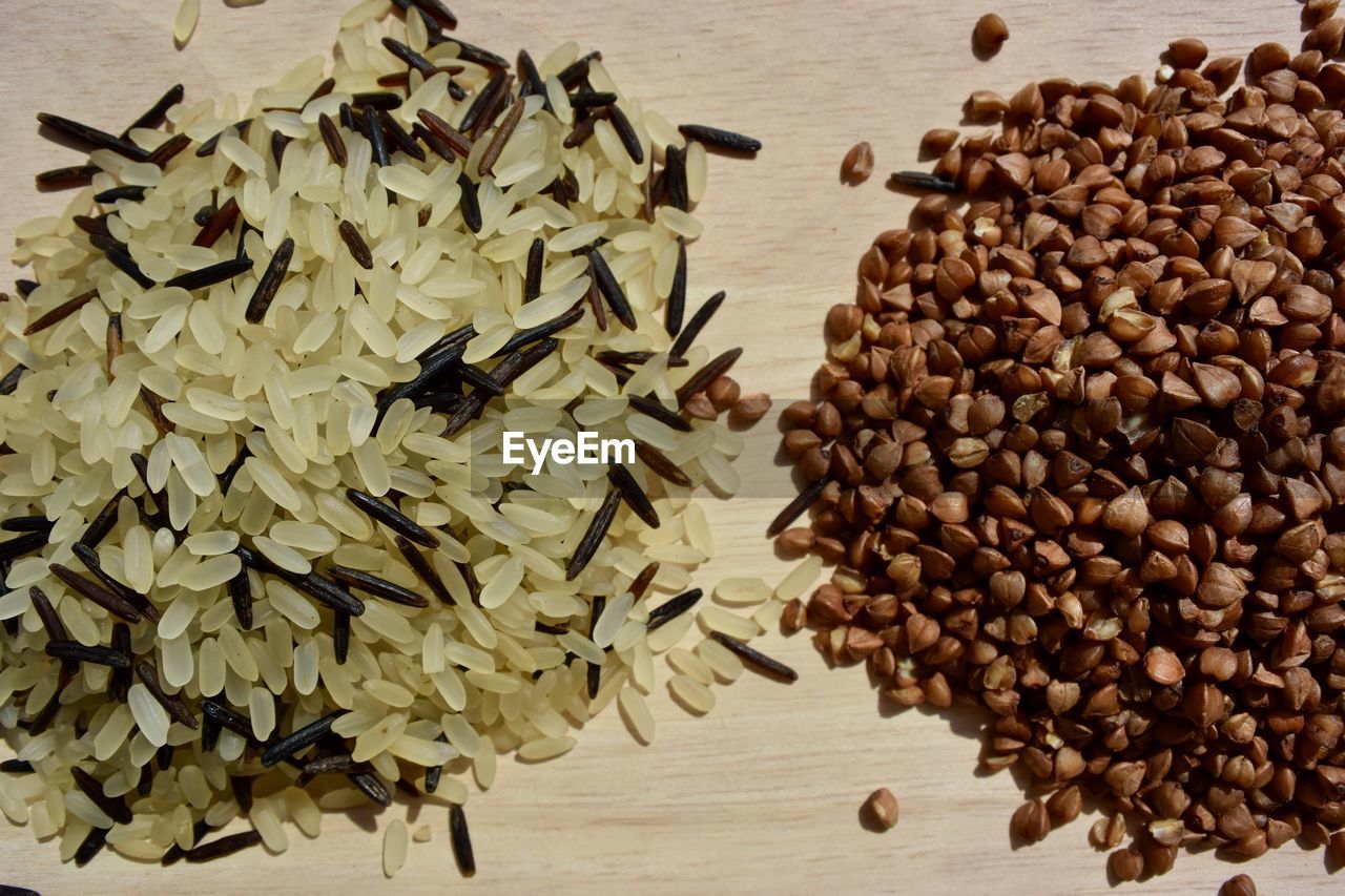 HIGH ANGLE VIEW OF COFFEE BEANS IN TABLE