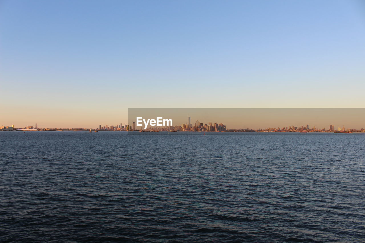 Scenic view of sea against clear sky