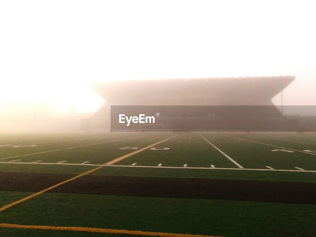 Sport field during foggy weather