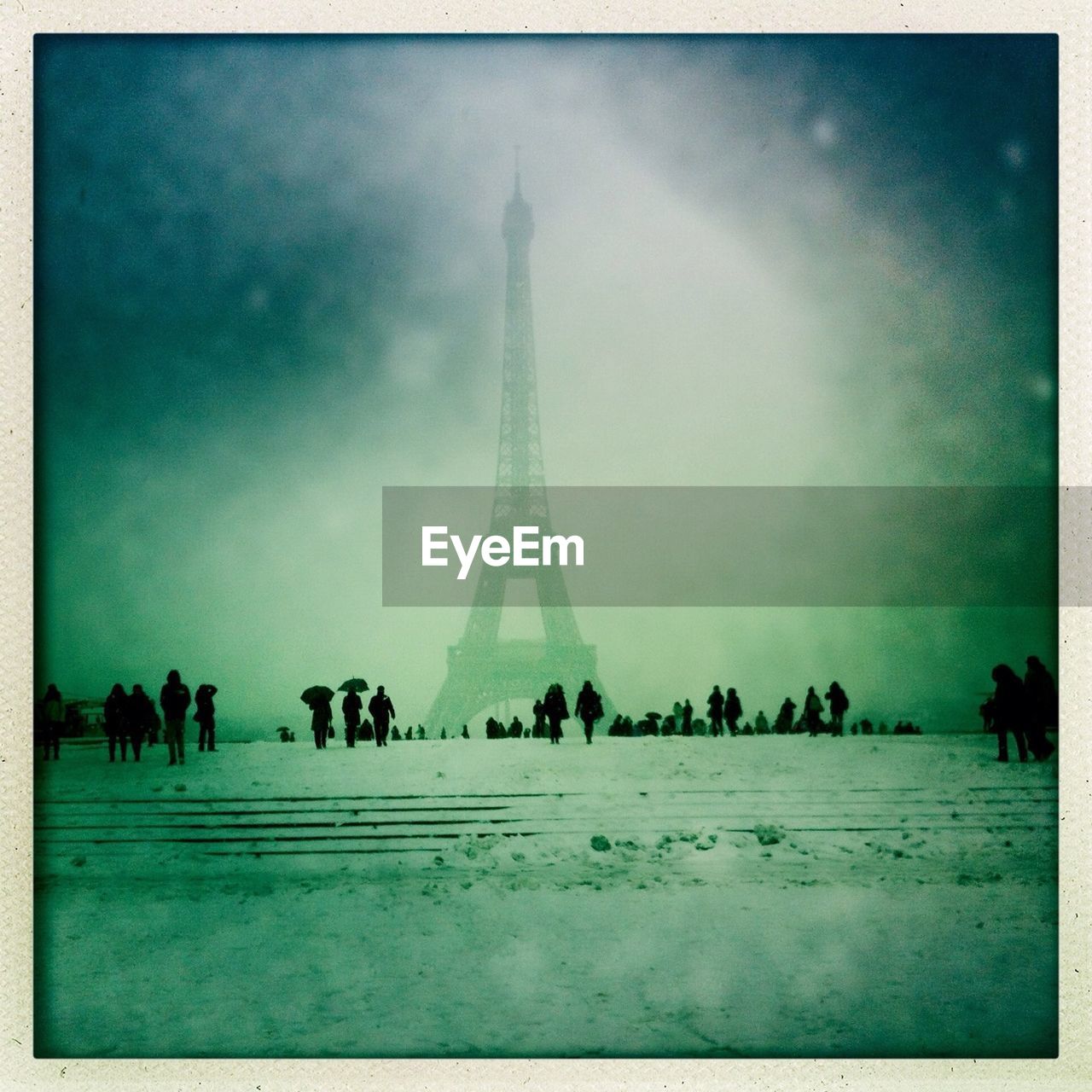 View of eiffel tower in fog
