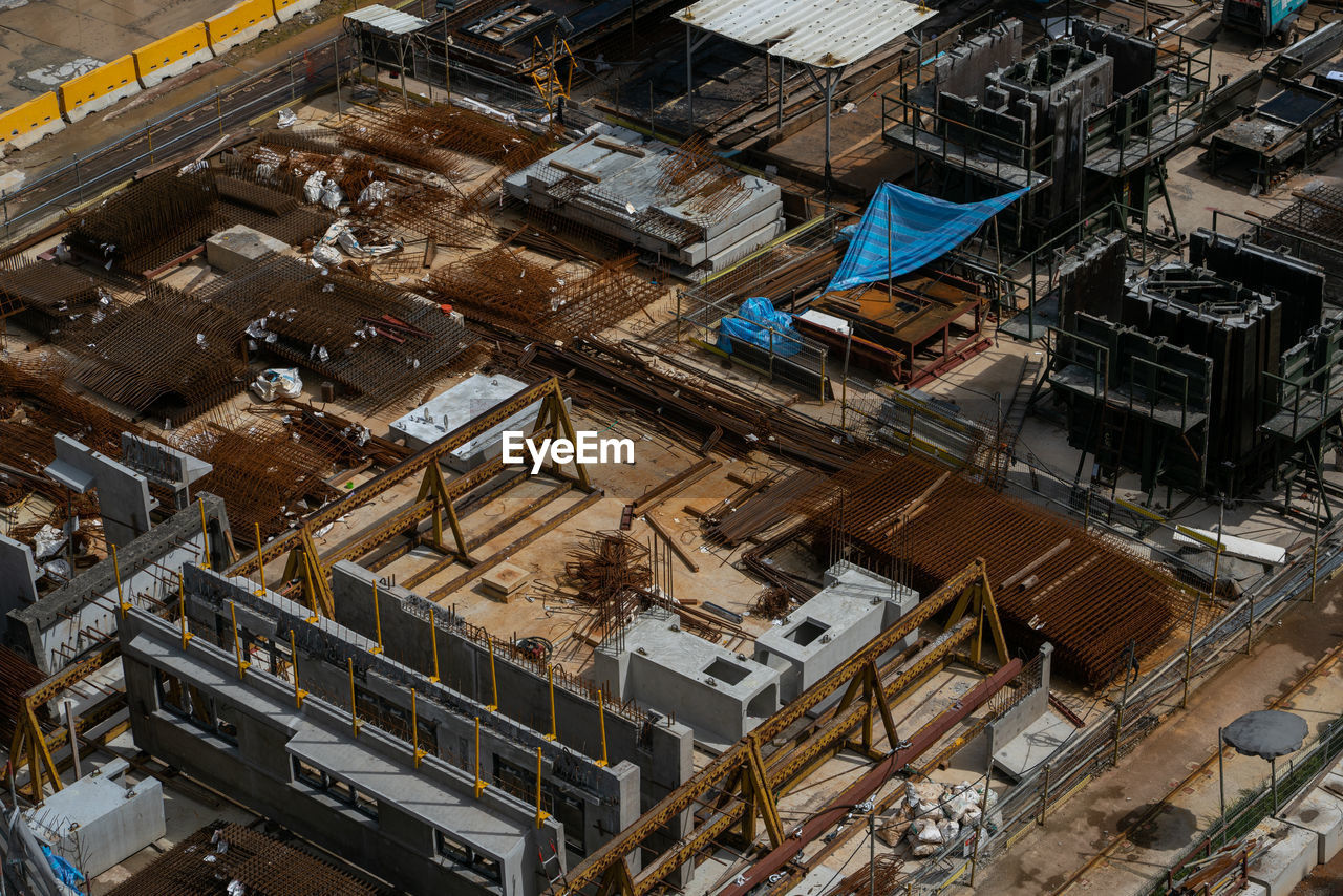 High angle view of construction site in singapore