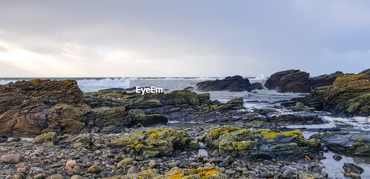 SCENIC VIEW OF SEA AGAINST ROCKS