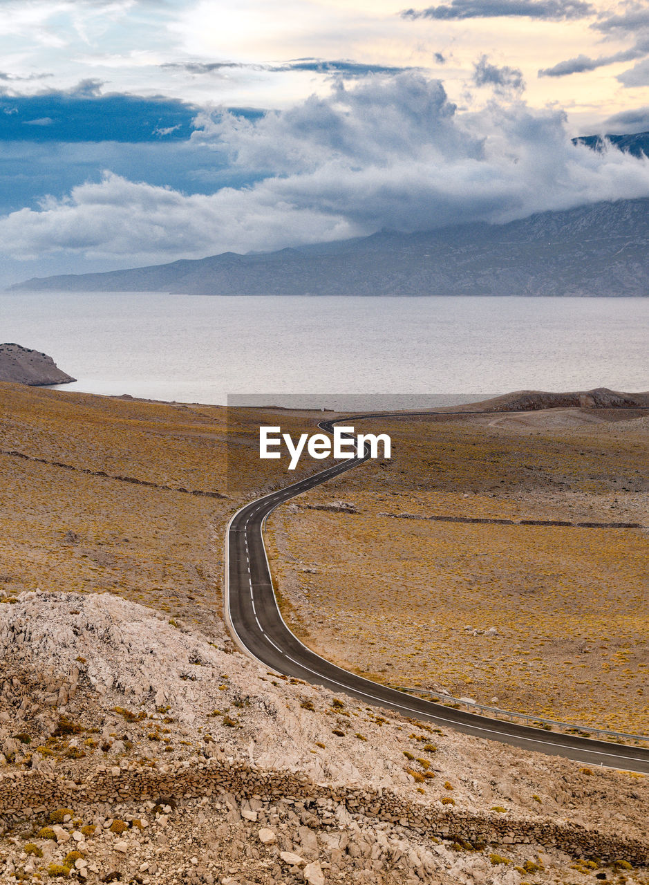 Empty road, scenic, island, sea, landscape.