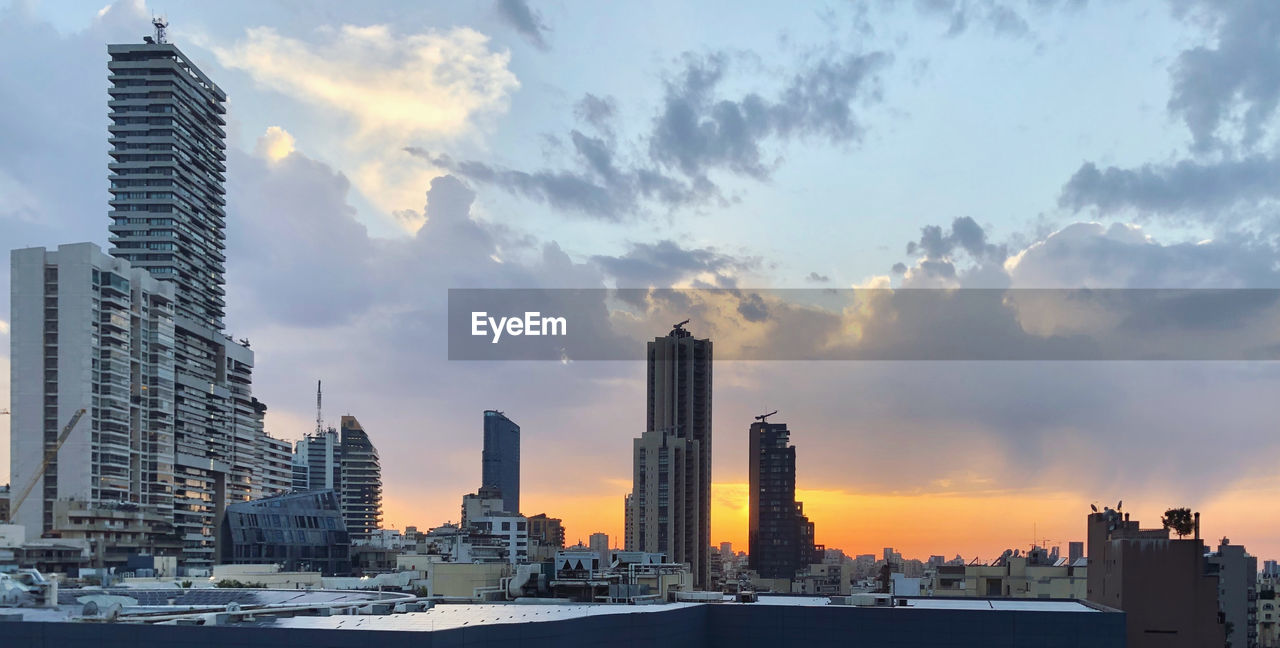 Ashrafieh district skyline during sunset. beirut, lebanon