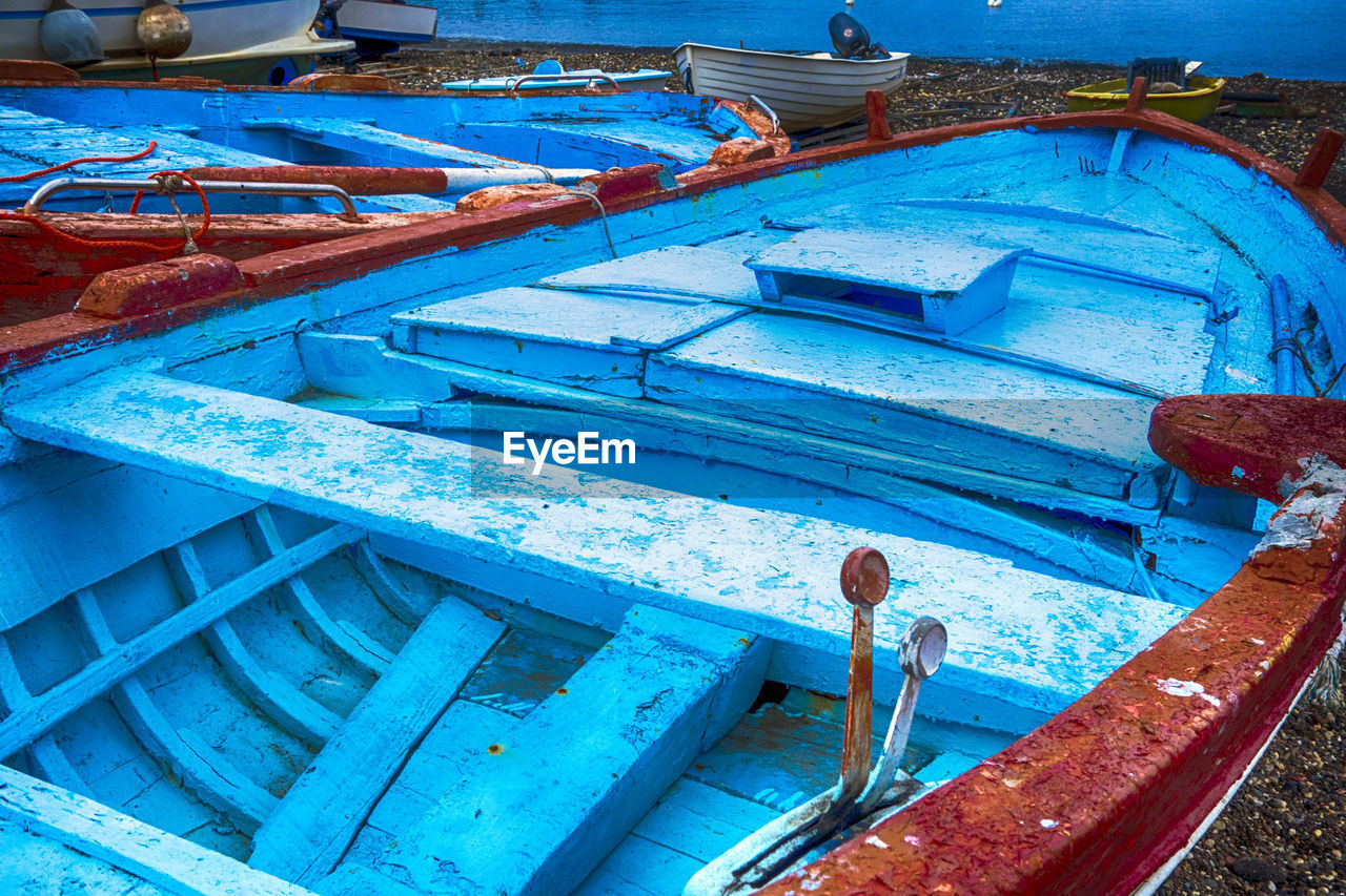 Close-up of fishing boats