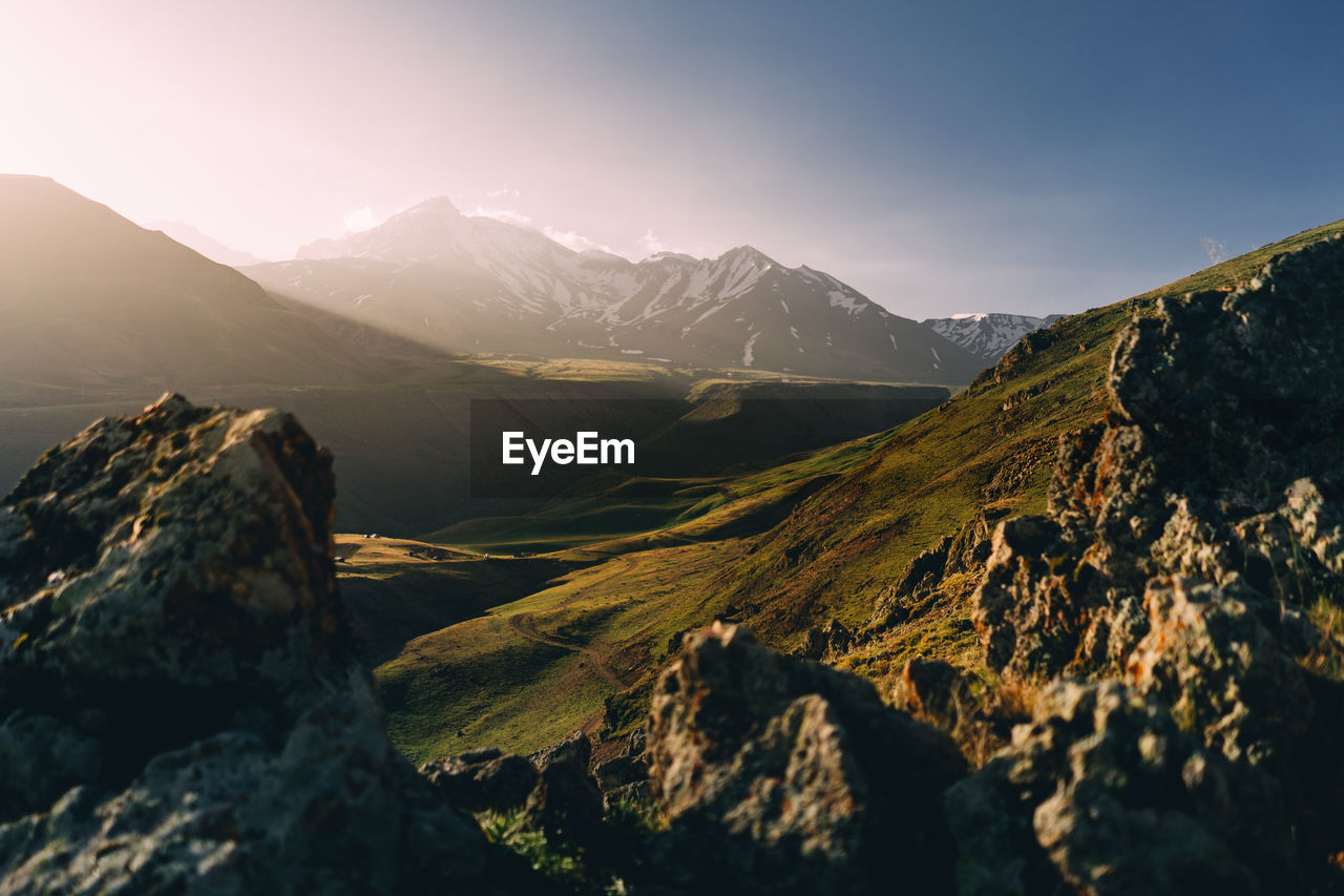 Scenic view of mountains against sky