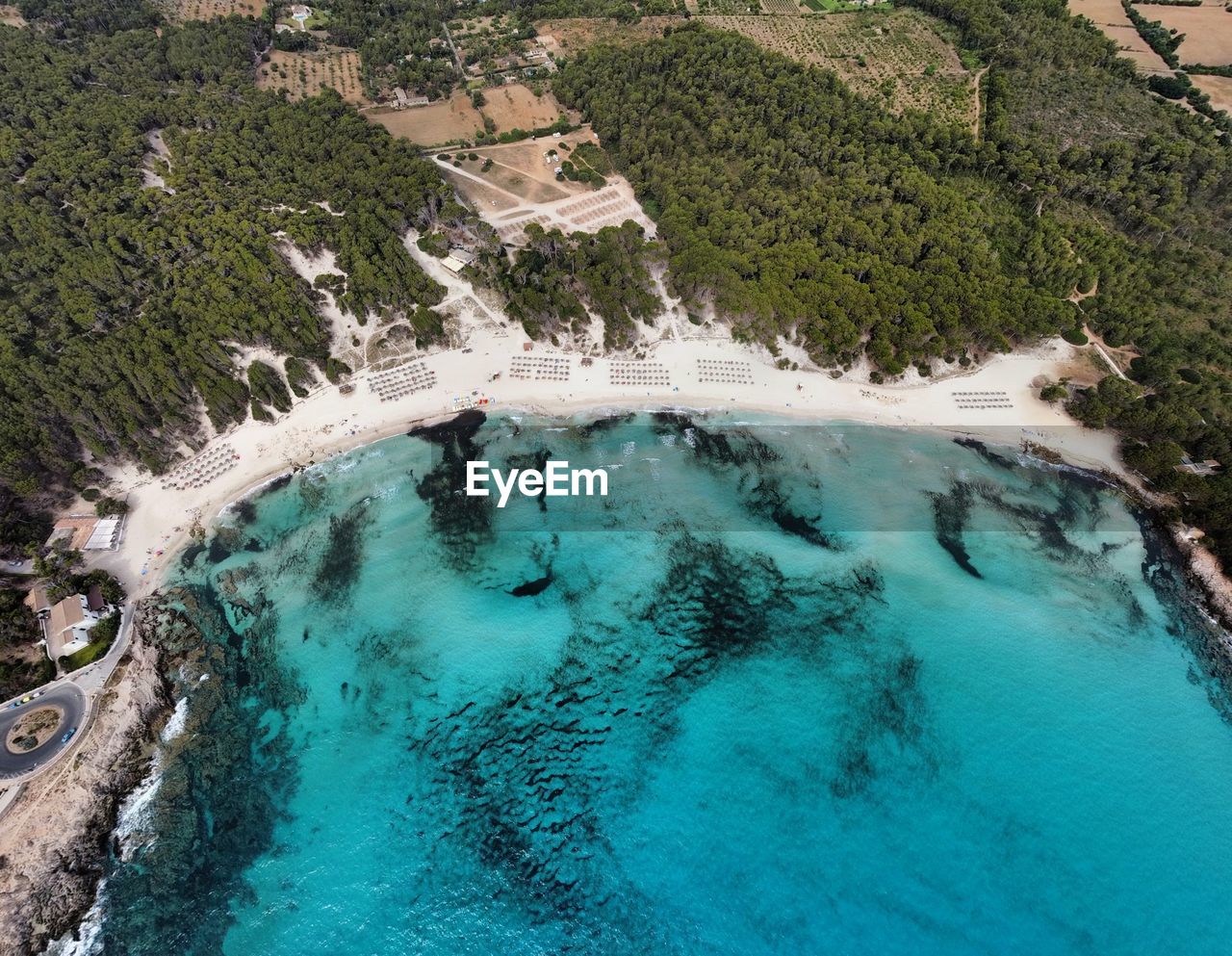 High angle view of beach