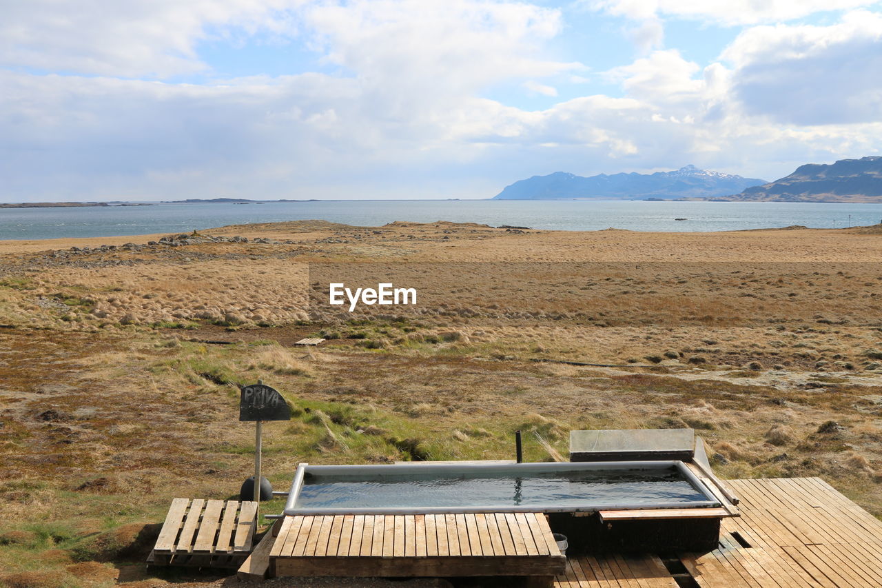 Scenic view of beach against sky