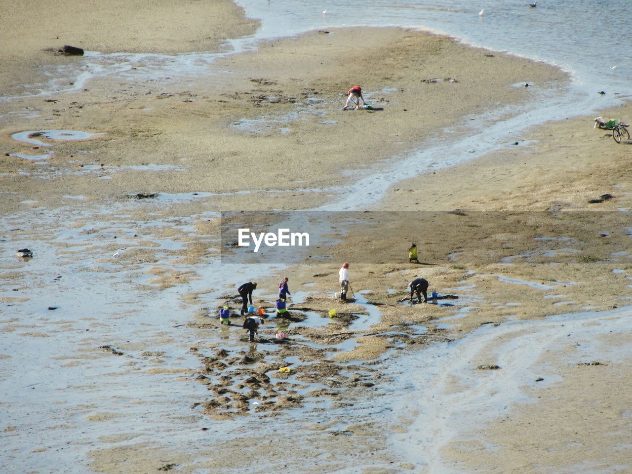 HIGH ANGLE VIEW OF PEOPLE ON SHORE