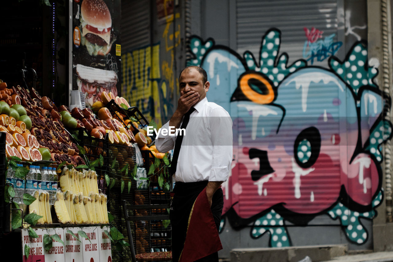 FULL LENGTH OF MARKET STALL