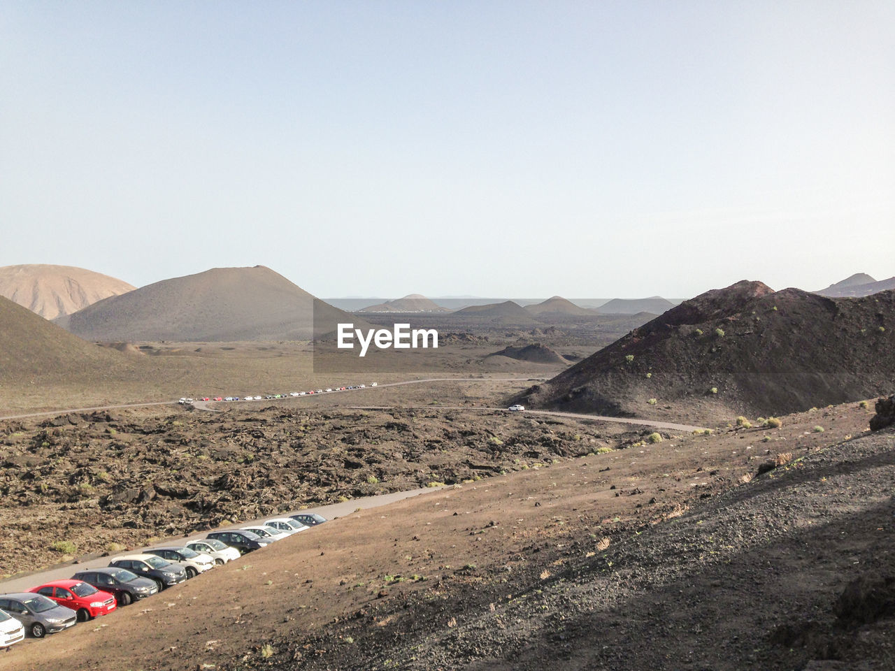 Scenic view of desert against clear sky