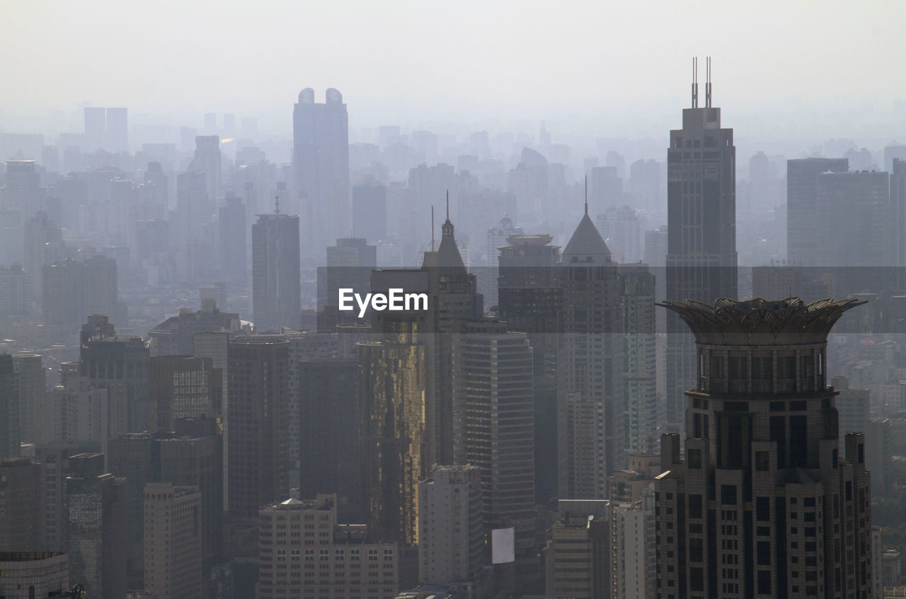 Smog over the skyline of shanghai, china