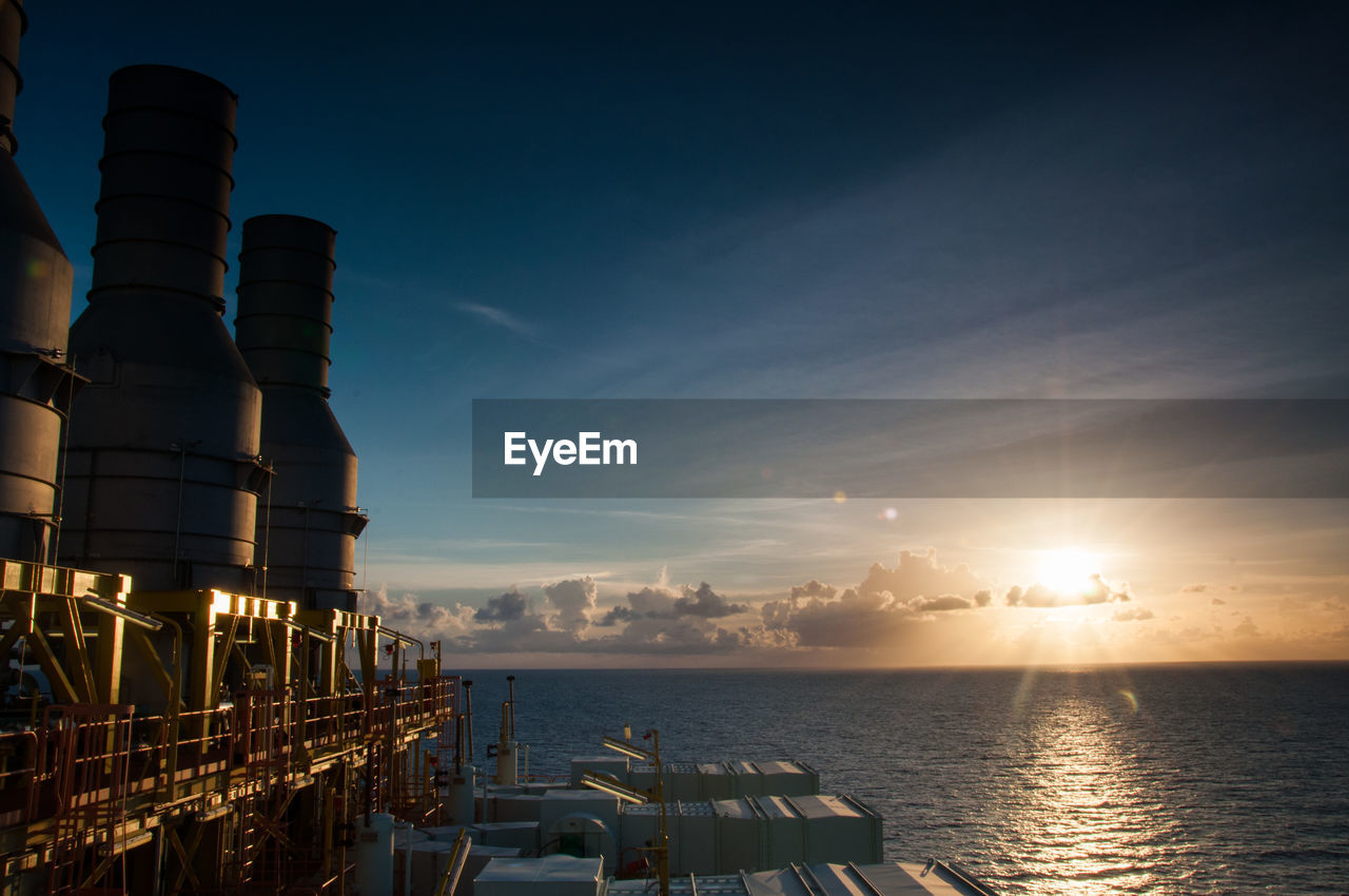 Scenic view of sea against sky at sunset