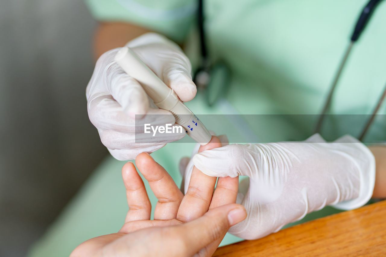 Close-up of taking blood sample