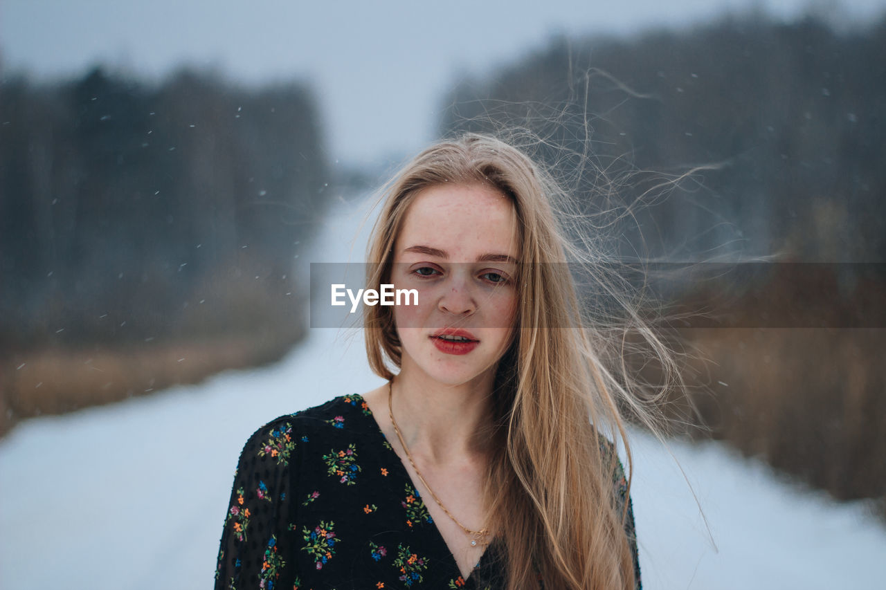 Young woman during winter