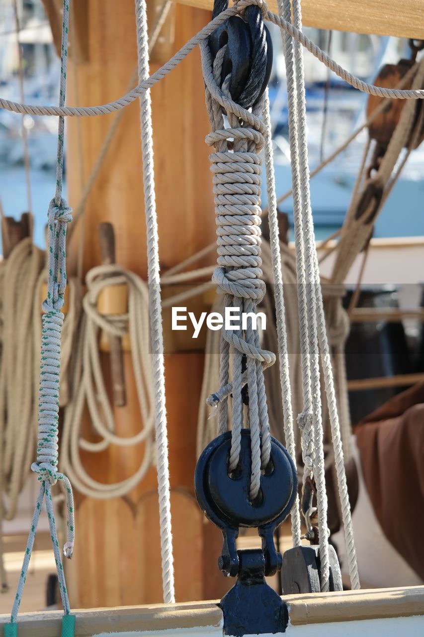 Rope tied on boat