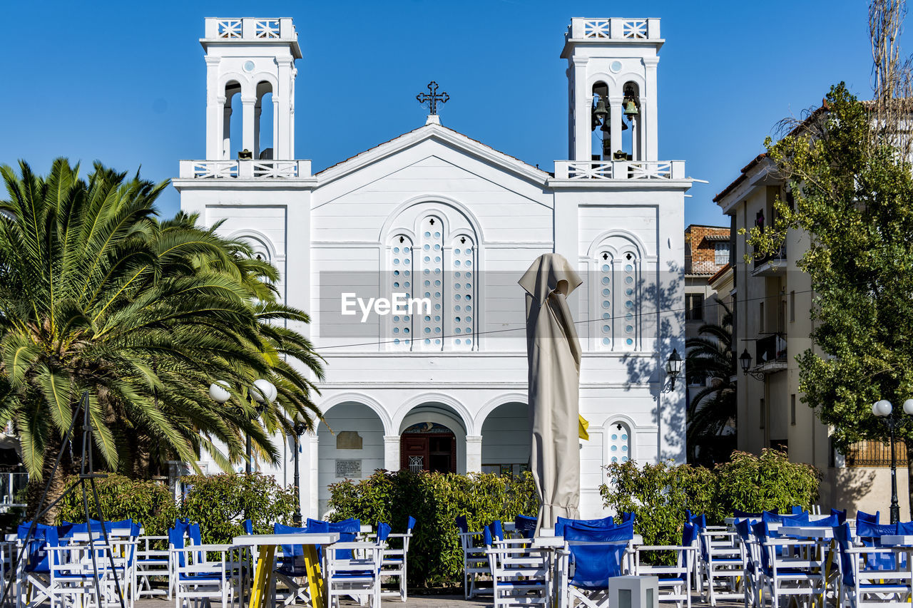 Church against clear sky