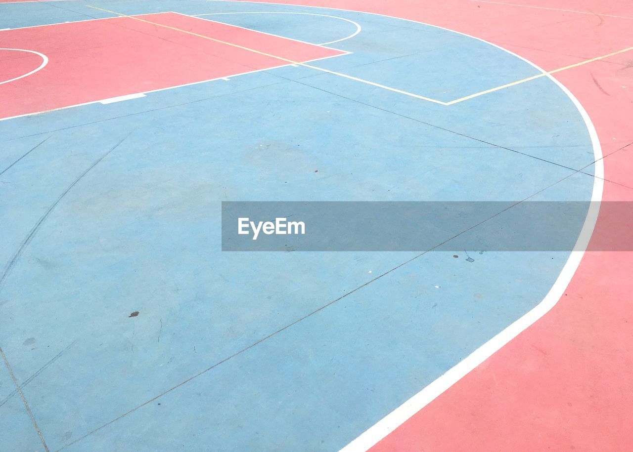 High angle view of basketball court