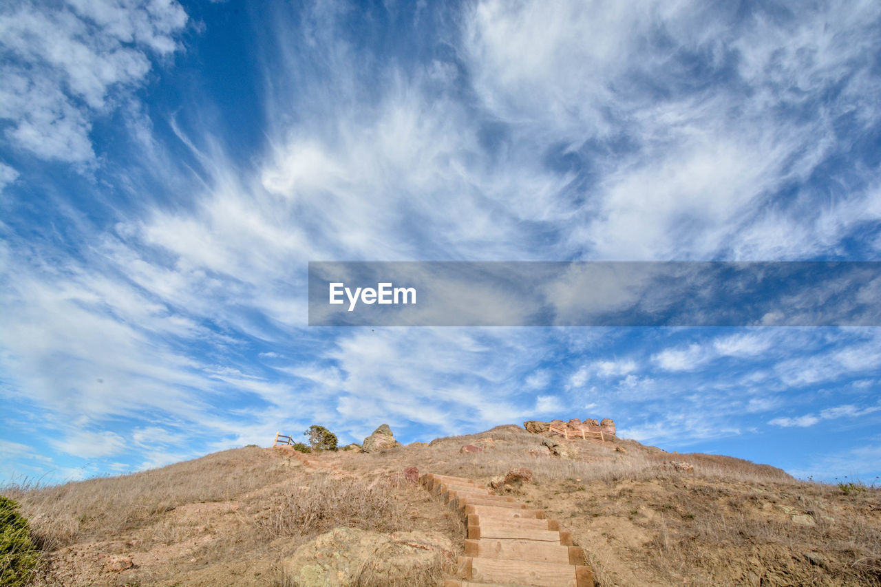 Low angle view of mountains against cloudy sky