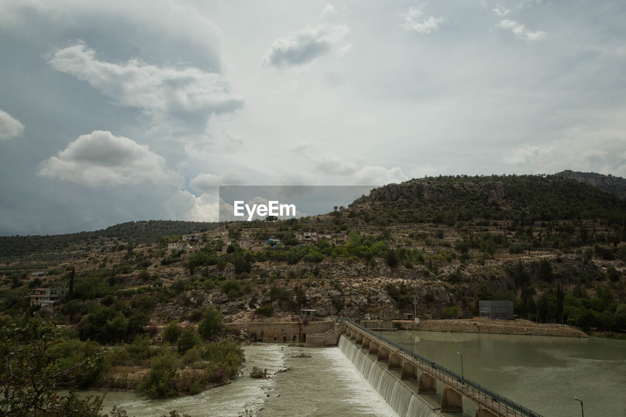 VIEW OF RIVER AGAINST CLOUDY SKY