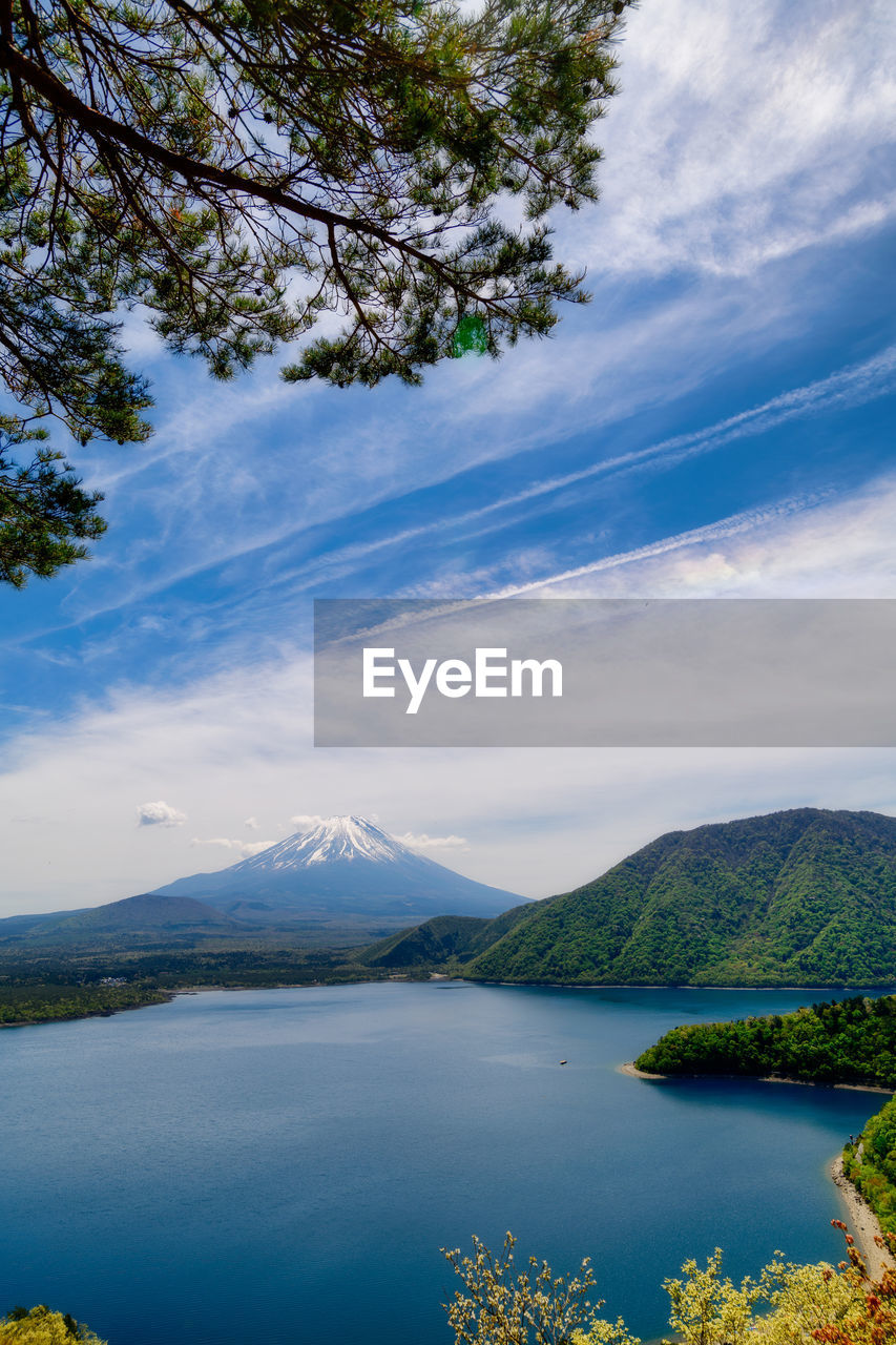 SCENIC VIEW OF LAKE BY MOUNTAIN AGAINST SKY