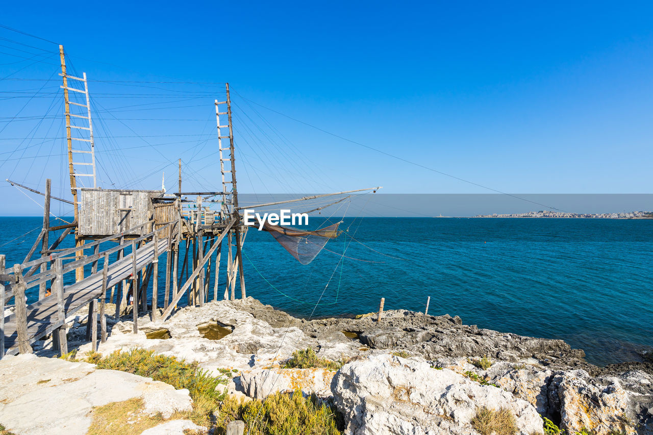 Trabucco fishing machine on gargano coast, apulia, italy