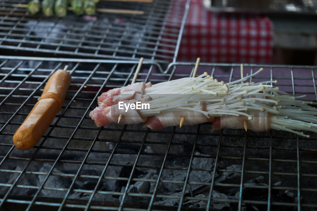 FOOD ON BARBECUE GRILL