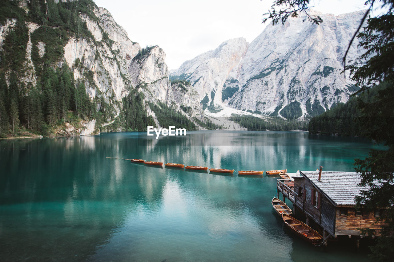 SCENIC VIEW OF LAKE AND MOUNTAINS