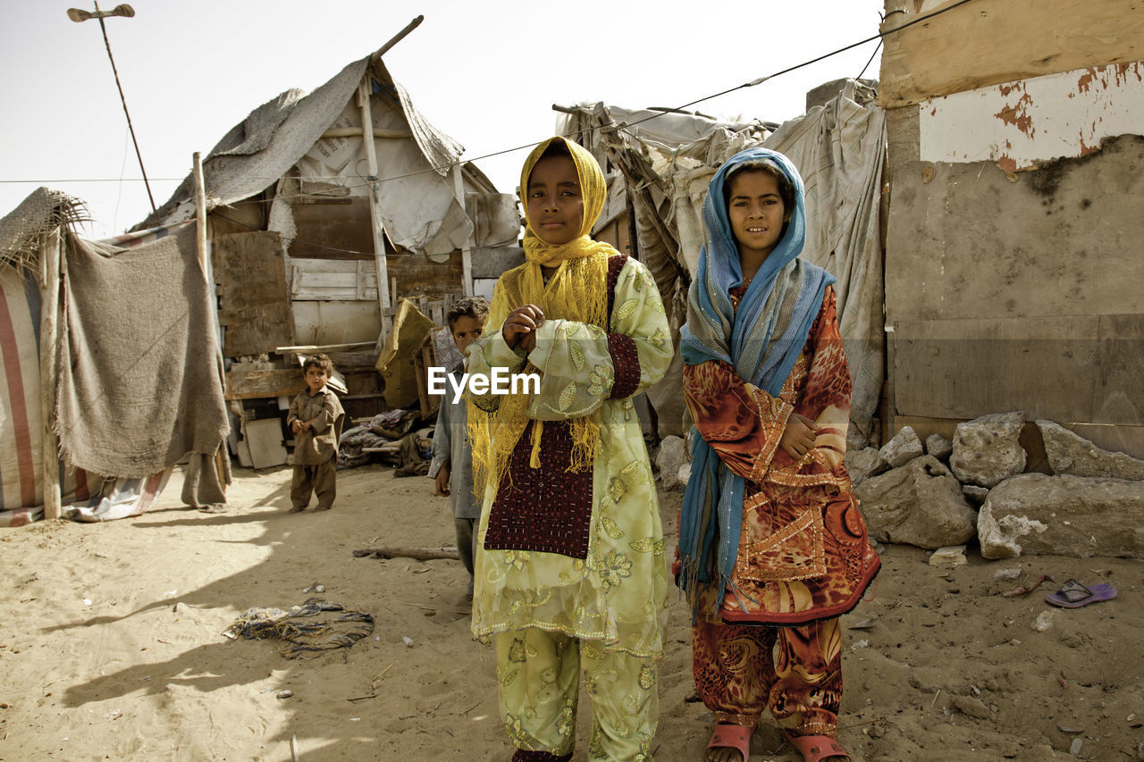 Portrait of girls and boys at slum