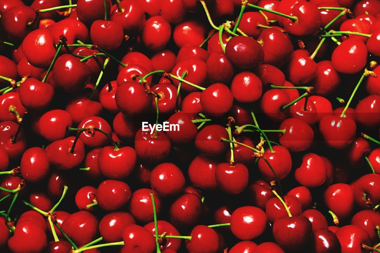 Full frame shot of cherries in water