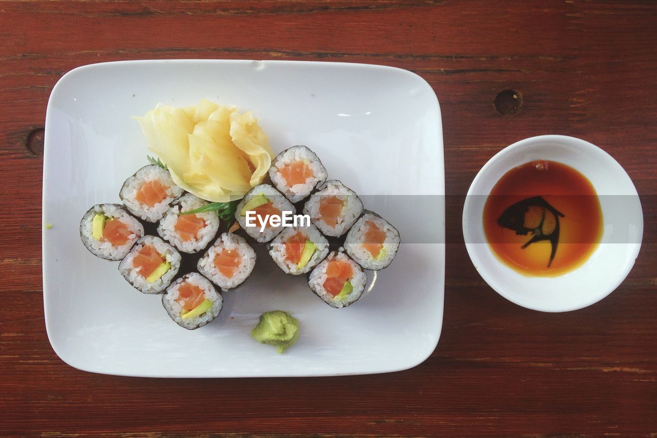 Sushi set on table
