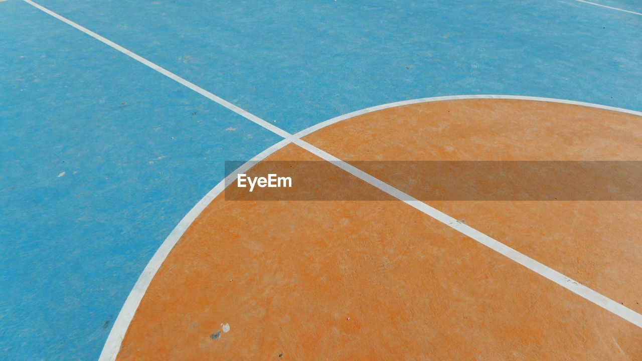 Close-up of white lines on the floor