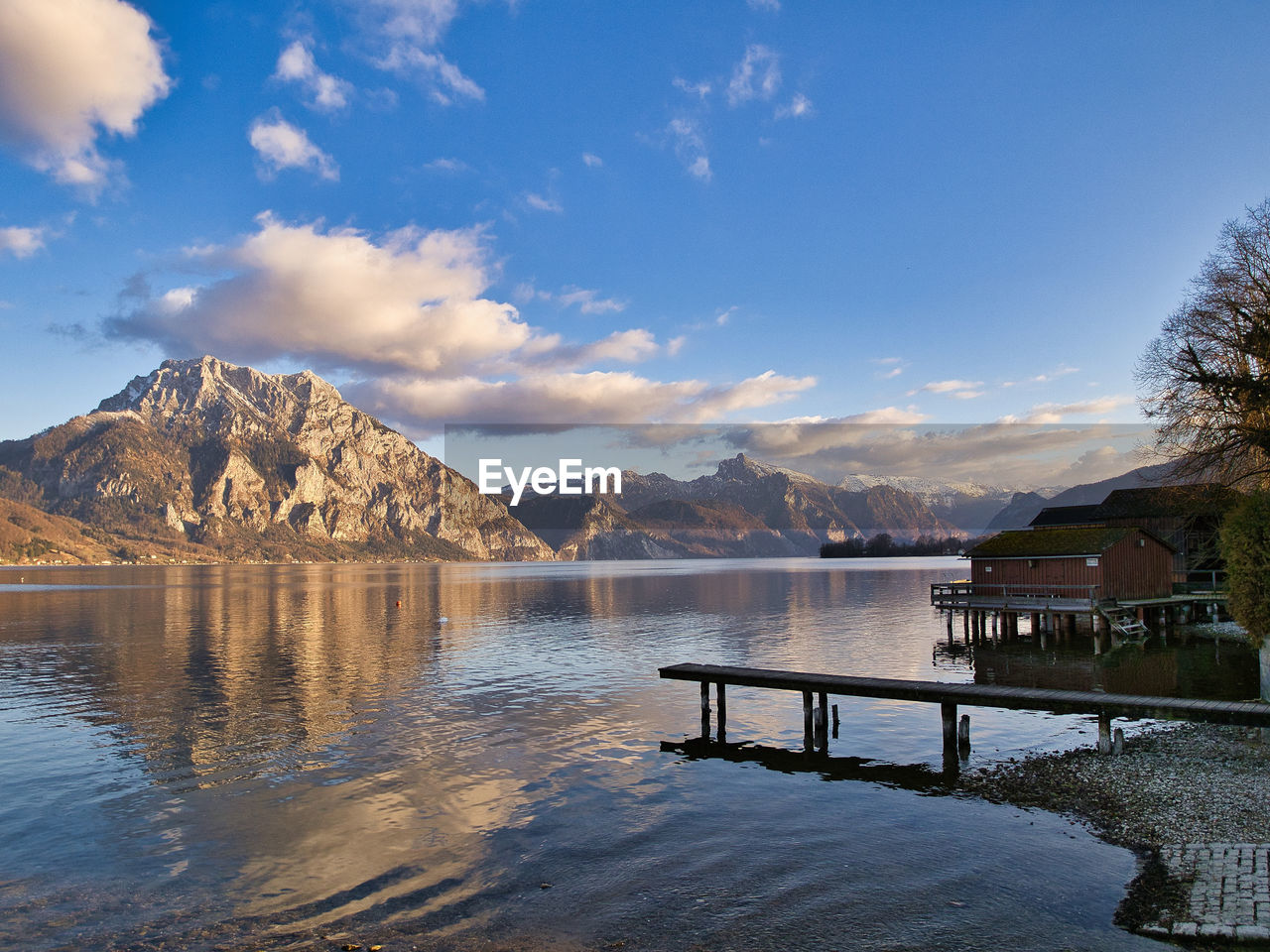 LAKE BY MOUNTAINS AGAINST SKY