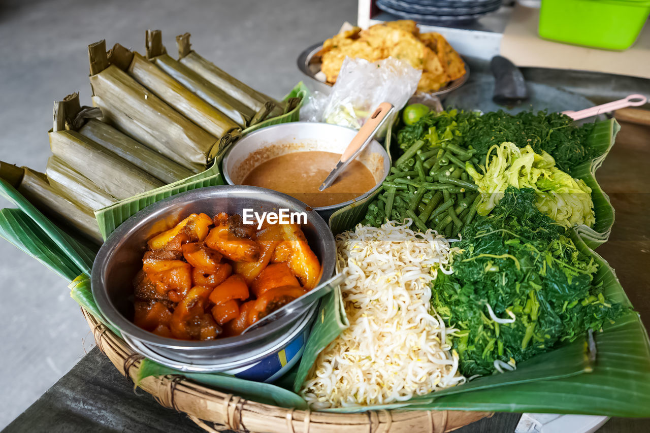 Vegetable pecel is a traditional food, especially in east java. vegetables and peanut sauce