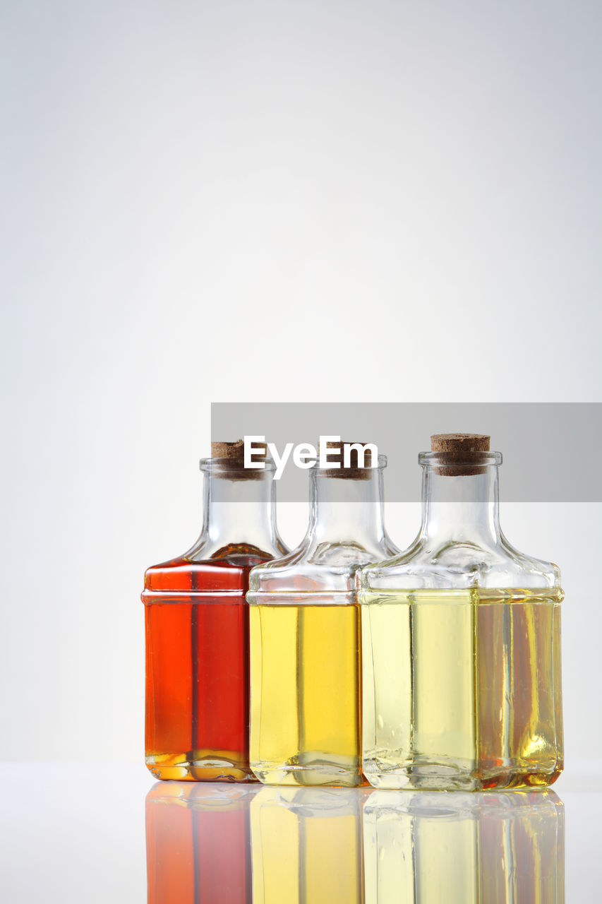 Various types of oil in bottles