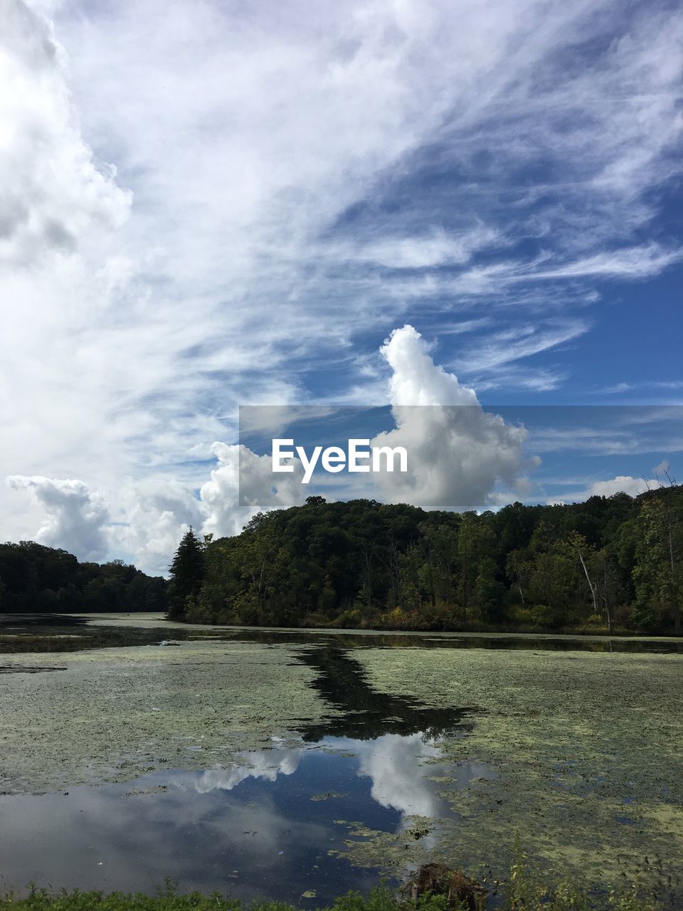 SCENIC SHOT OF REFLECTION OF CLOUDS IN LAKE