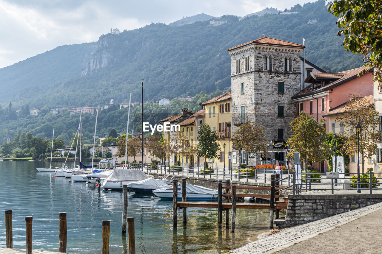 The beautiful promenade near the lake orta in pella