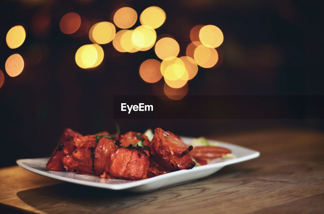 Close-up of seafood on table