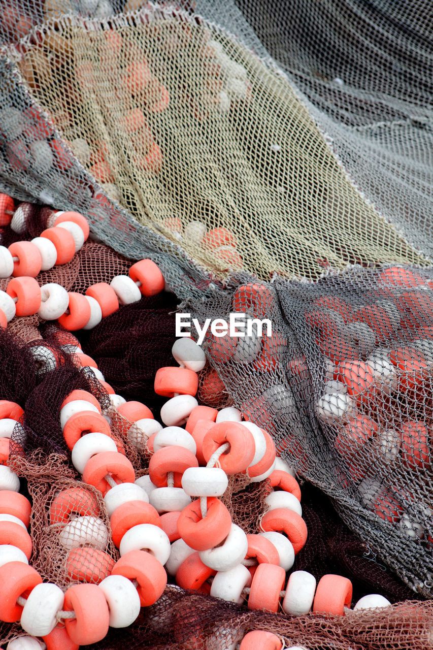 HIGH ANGLE VIEW OF FISHING NETS